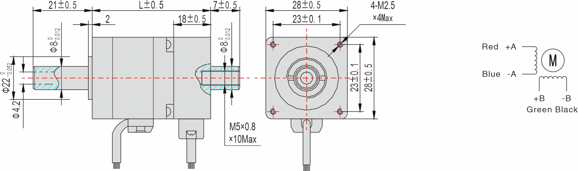 28mm Hollow shaft closed loop stepper motor