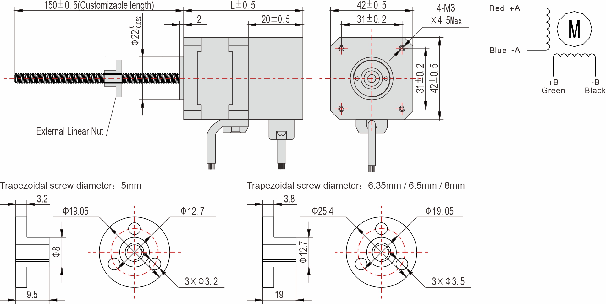 42mm External linear closed-loop stepper motor