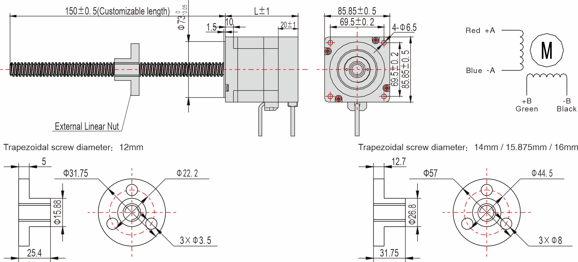 85mm External linear closed-loop stepper motor