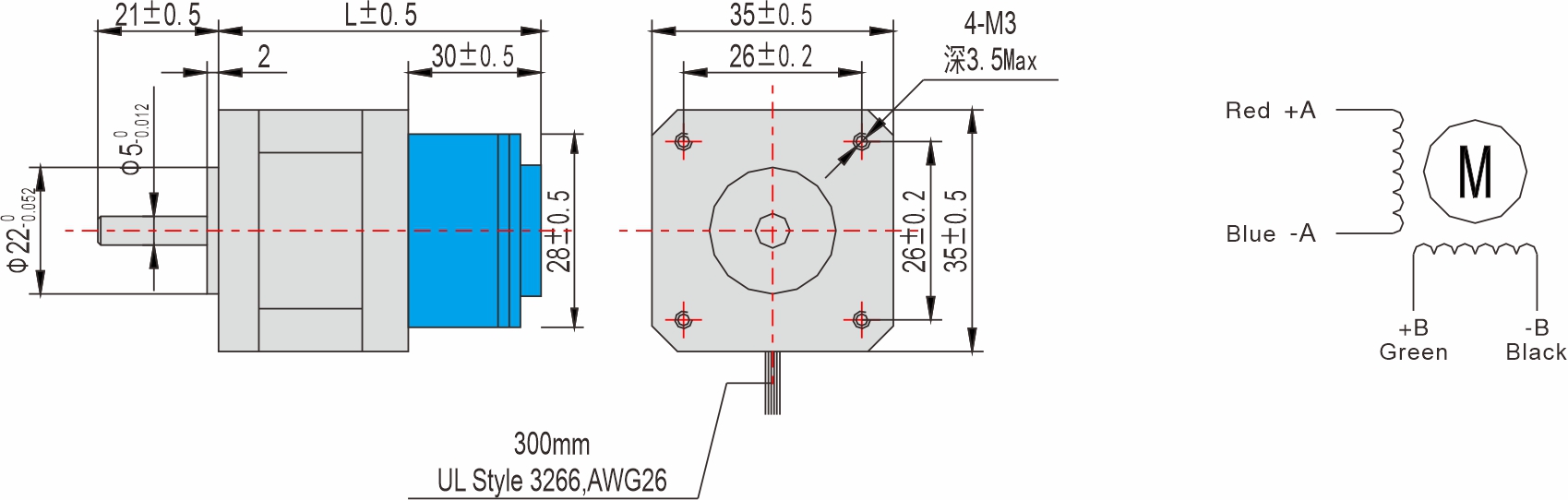 Instar Electromechanical 35mm Stepper motor with brake Instar Electromechanical 35mm Stepper motor with brake