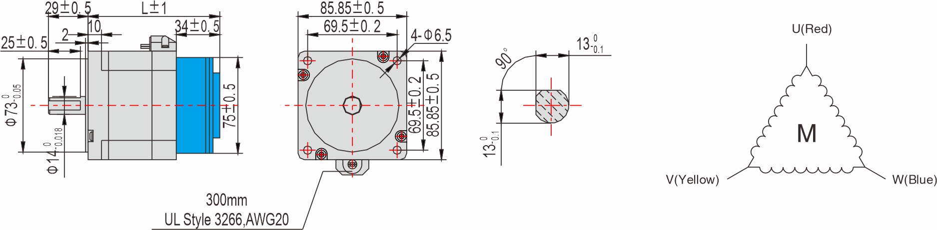 Instar Electromechanical 85mm Stepper motor with brake Instar Electromechanical 85mm Stepper motor with brake