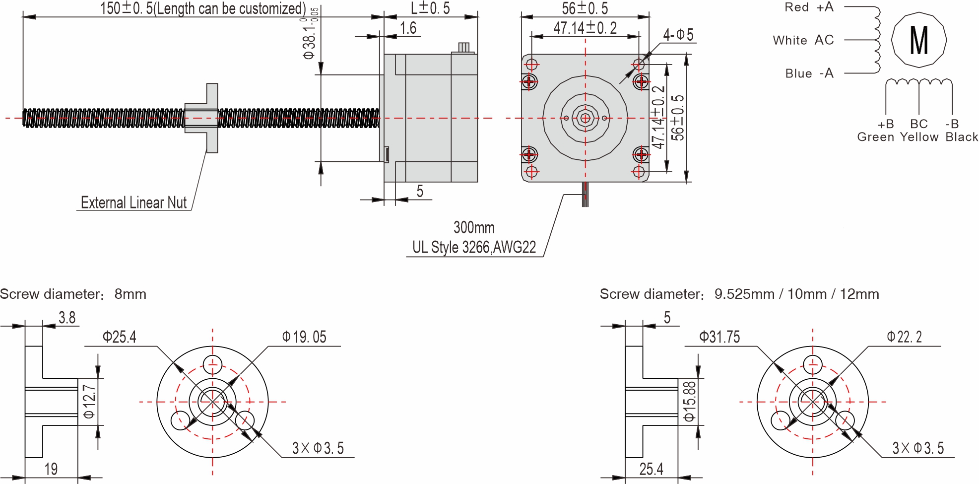 Instar Electromechanical 56mm External Linear Stepper Motor Instar Electromechanical 56mm External Linear Stepper Motor