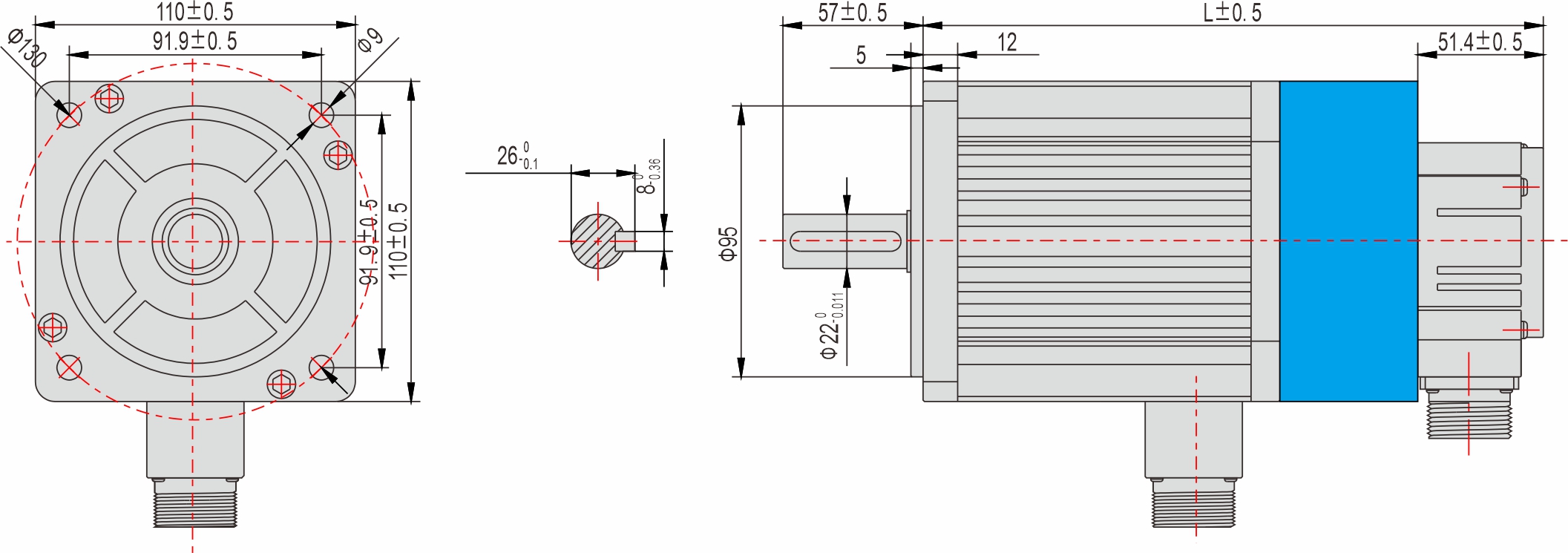 110mm AC Servo Motor With Brake