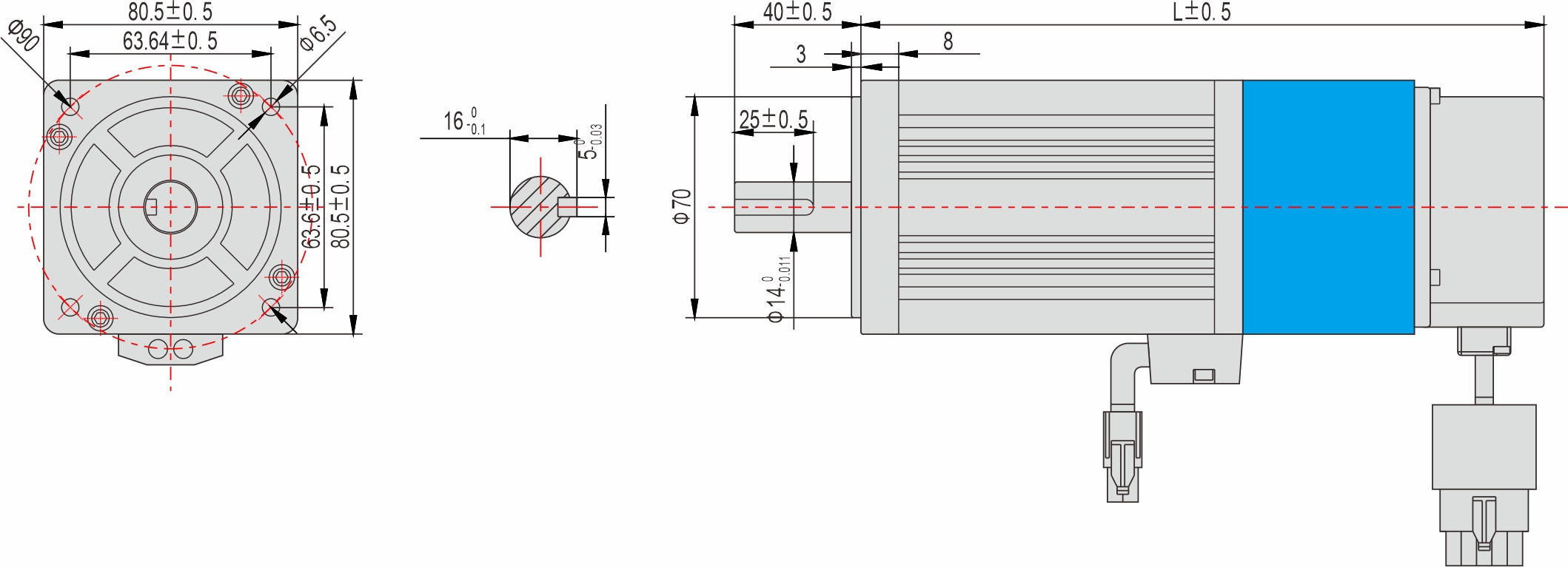 80mm AC Servo Motor With Brake