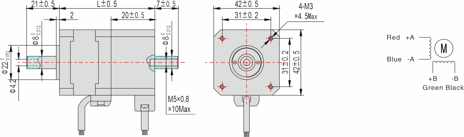 42mm Hollow shaft closed loop stepper motor