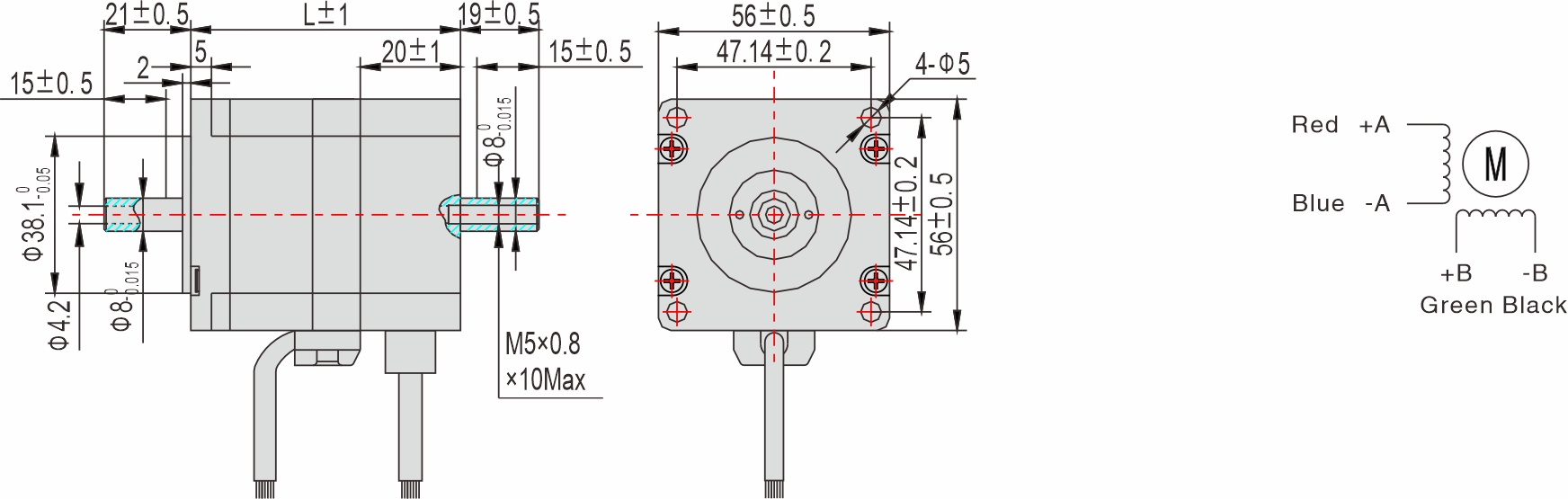 56mm Hollow shaft closed loop stepper motor