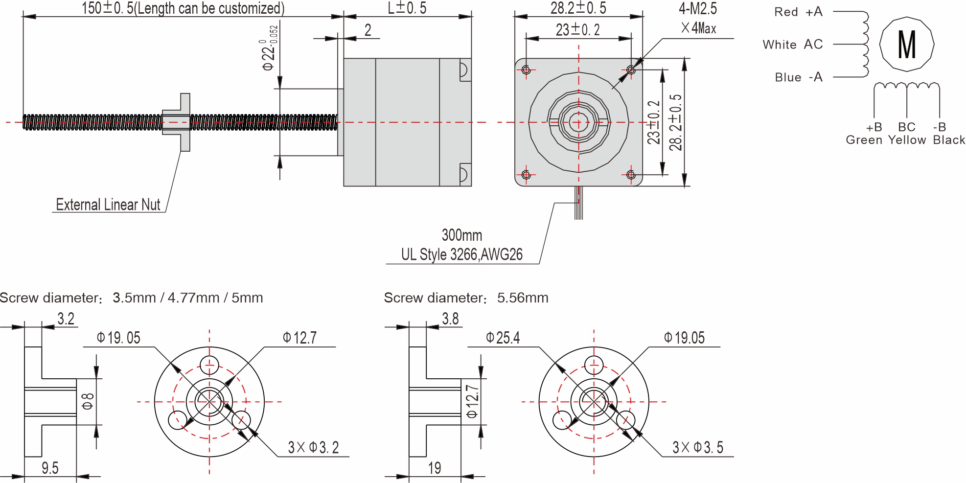 Instar Electromechanical 28mm External Linear Stepper Motor