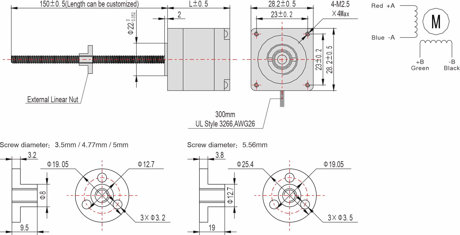 Instar Electromechanical 28mm External Linear Stepper Motor