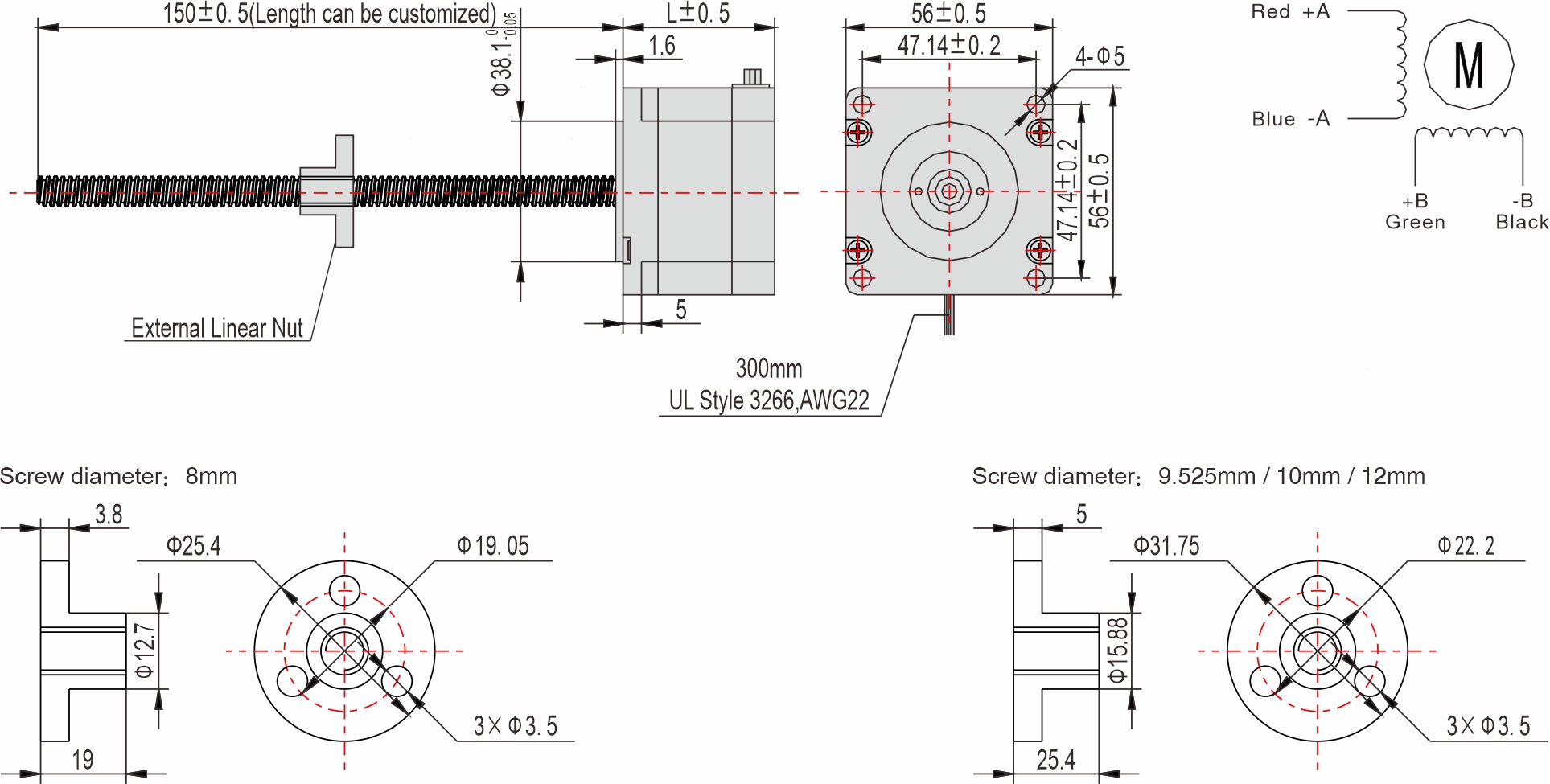 Instar Electromechanical 56mm External Linear Stepper Motor
